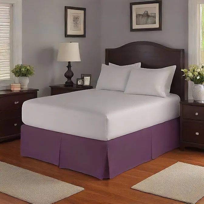 22 Inches Drop Bed Skirt Solid Purple Egyptian Cotton 1000TC