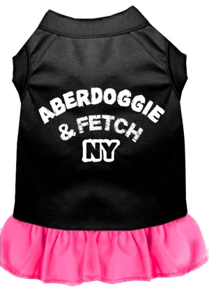 Aberdoggie Ny Screen Print Dress Black With Bright Pink Xxl