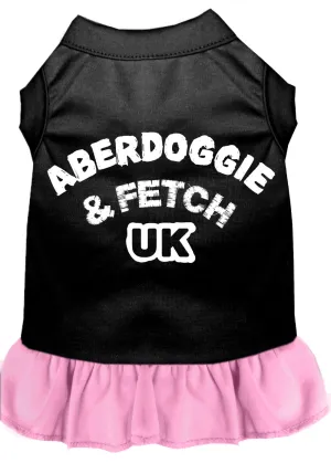 Aberdoggie Uk Screen Print Dog Dress Black With Light Pink Lg