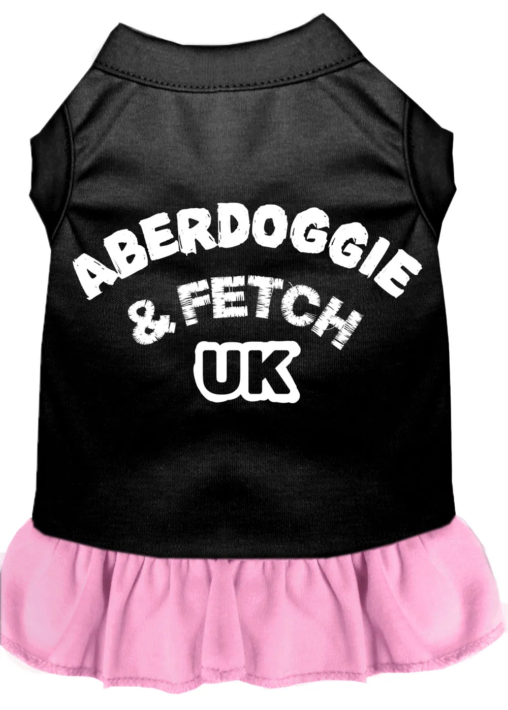 Aberdoggie Uk Screen Print Dog Dress Black With Light Pink Lg