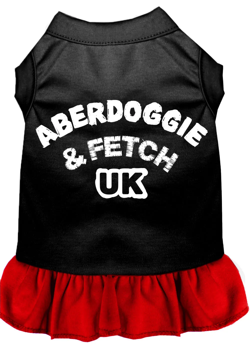 Aberdoggie Uk Screen Print Dog Dress Black With Red Lg