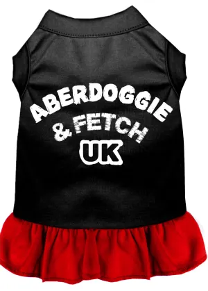 Aberdoggie Uk Screen Print Dog Dress Black With Red Lg