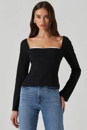 ASTR THE LABEL Whitley Peekaboo Contrast Top
