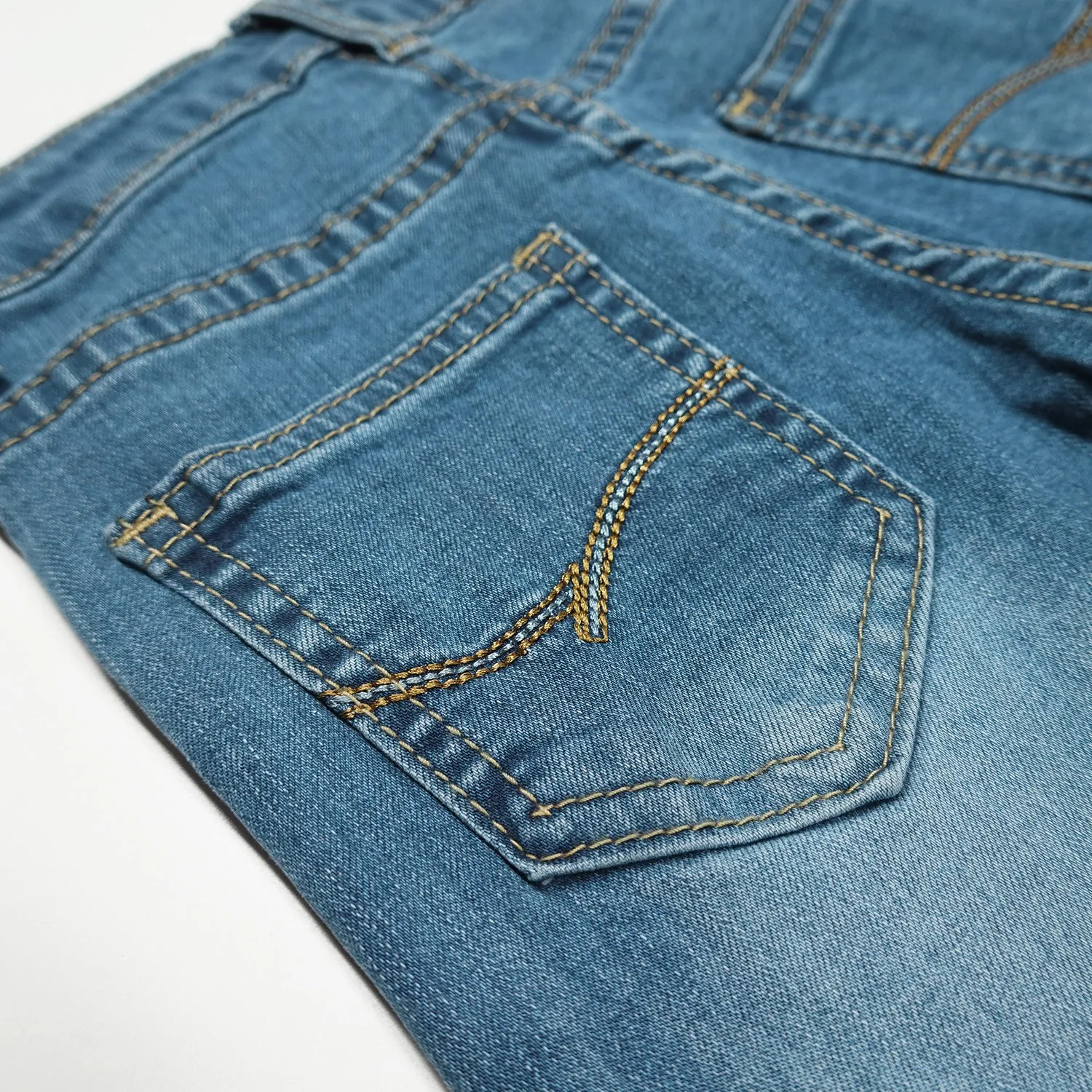 Baby Girls Boys Elastic Band Ripped Straight Fit Denim Jeans Pants