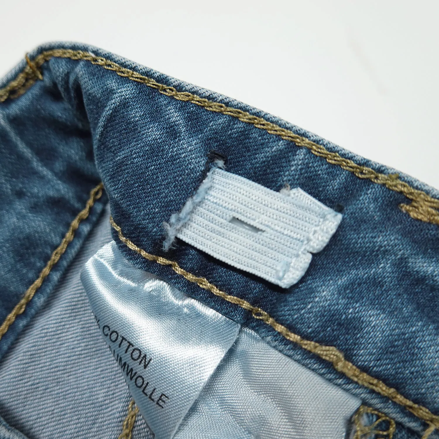 Baby Girls Boys Elastic Band Ripped Straight Fit Denim Jeans Pants
