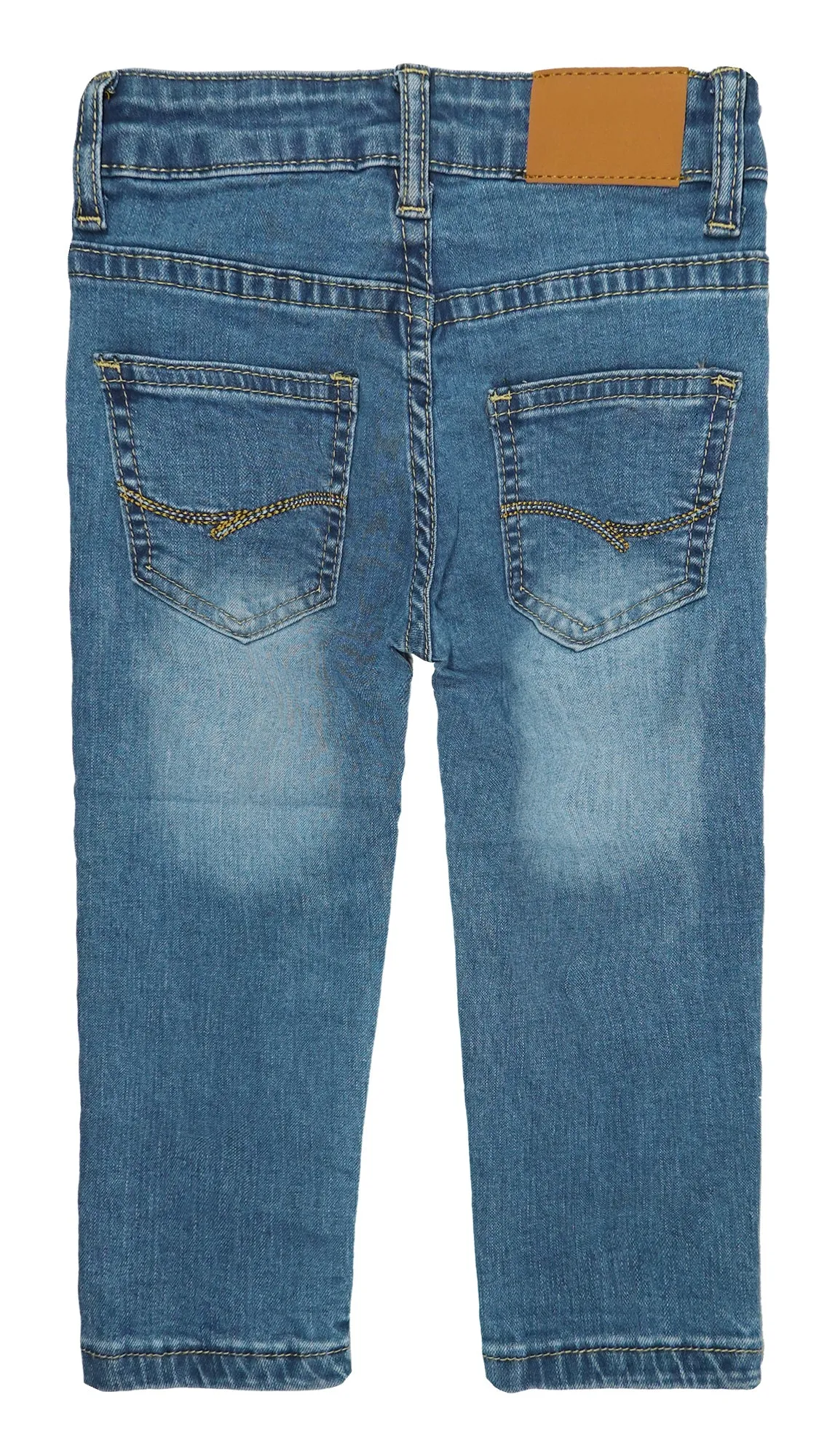 Baby Girls Boys Elastic Band Ripped Straight Fit Denim Jeans Pants