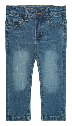 Baby Girls Boys Elastic Band Ripped Straight Fit Denim Jeans Pants