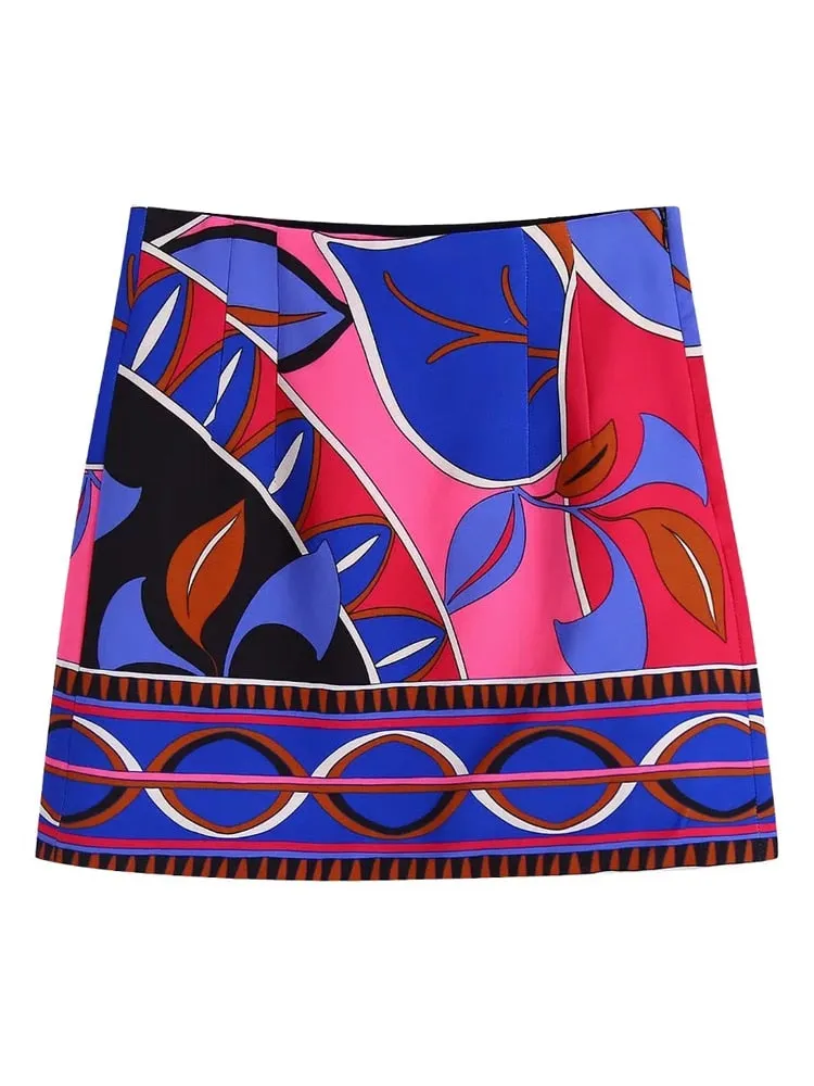Back to school outfit Sonicelife hoco dresses  Summer Dresses For Women 2024 Woman Skirt High Waist Mini Skirts Suits Vintage Summer Short Skirts Print Elegant Skirts Women Streetwear Wrap Skirt