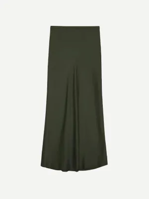 Bar Silk Skirt in Dark Olive