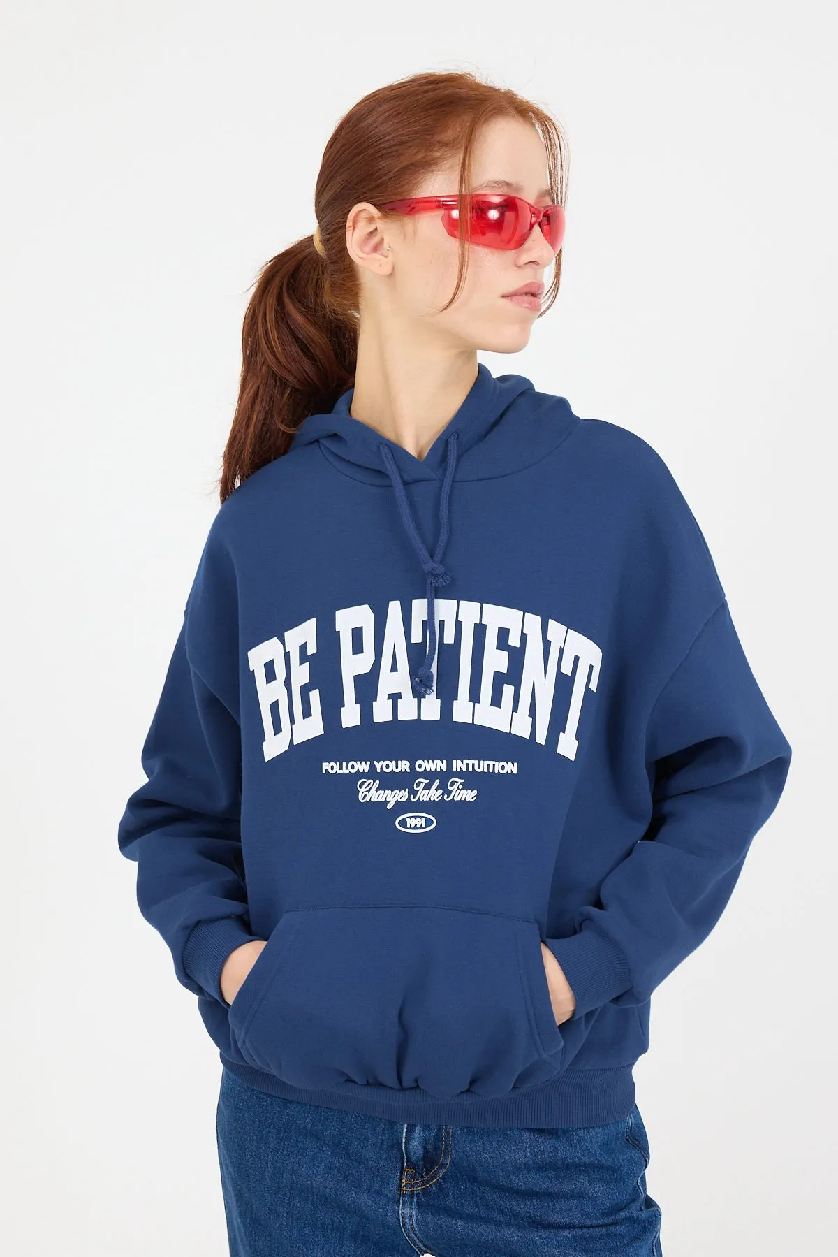 Be Happy Written Faded Effect Sweatshirt