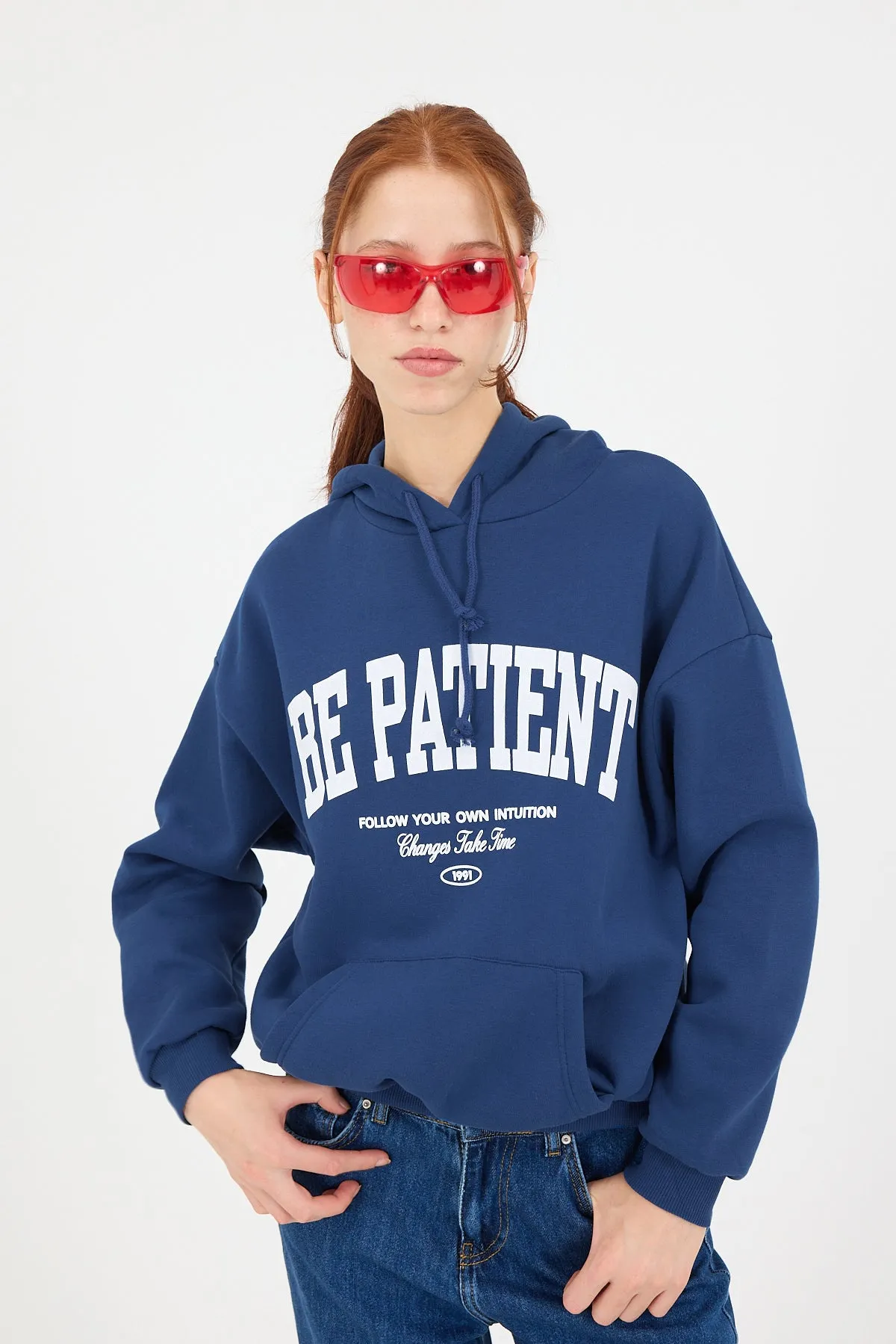 Be Happy Written Faded Effect Sweatshirt