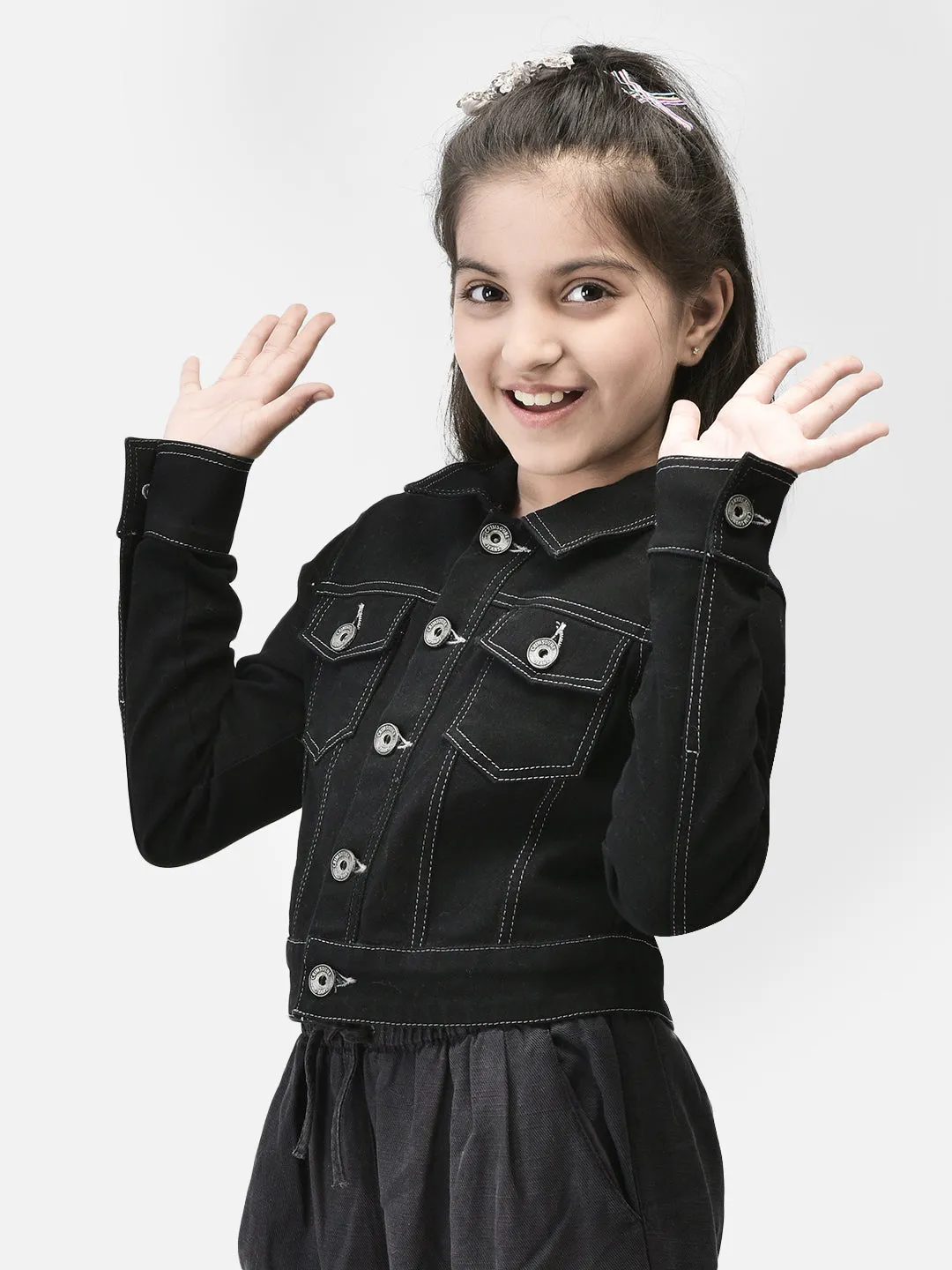 Black Crop Length Denim Jacket