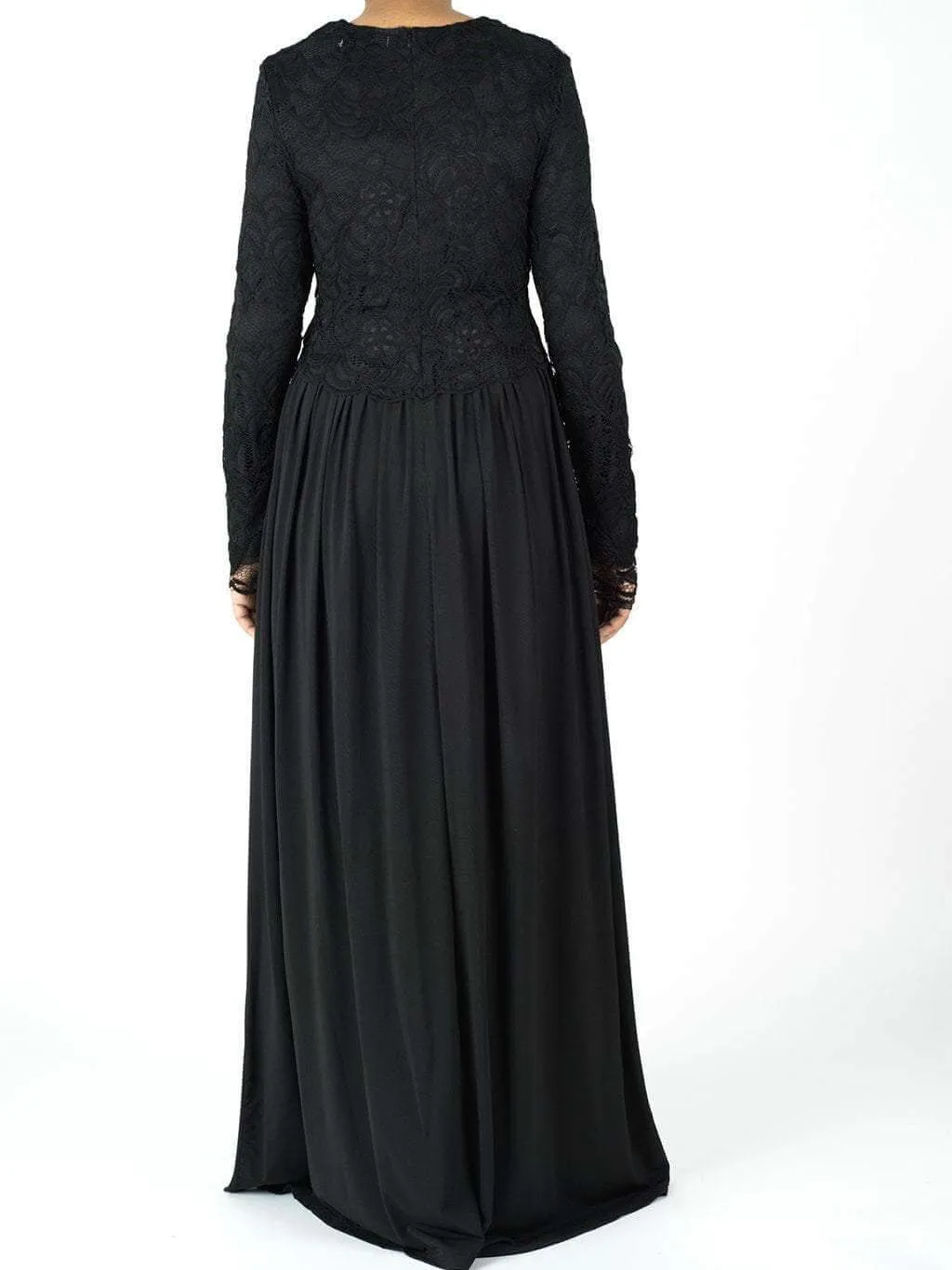 Black LACE CROP TOP Maxi Dress