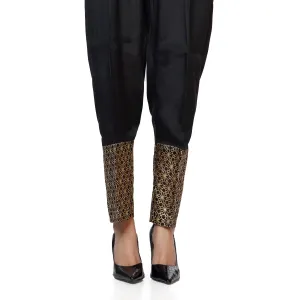 Black Raw Silk Slim Fit Trousers PW2503