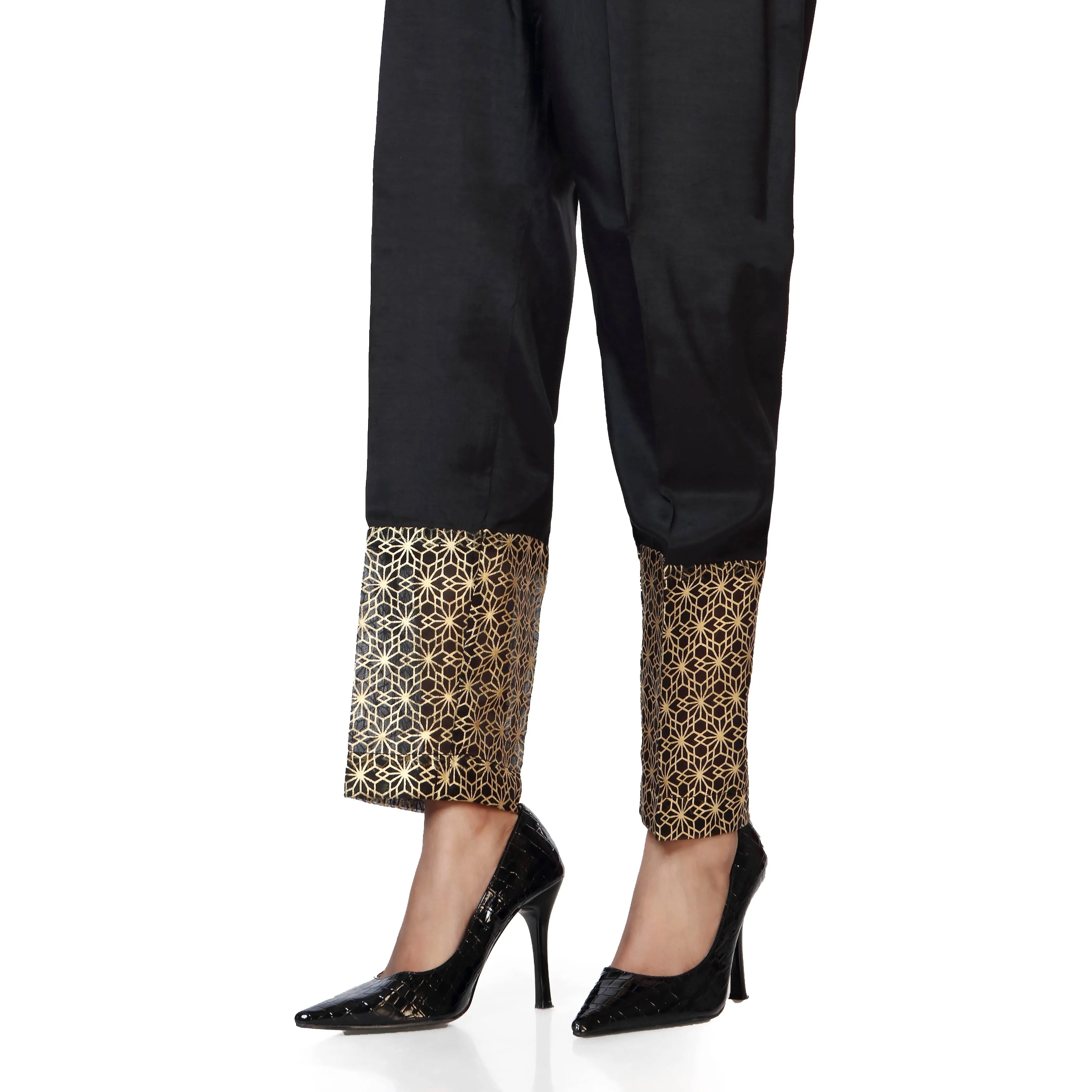 Black Raw Silk Slim Fit Trousers PW2503