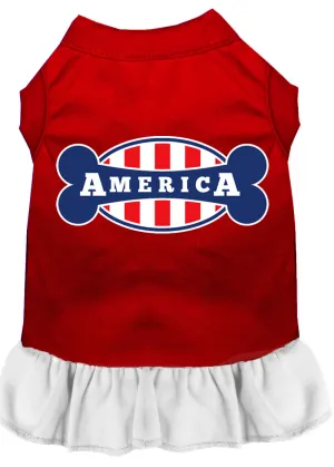 Bonely In America Screen Print Dress Red With White Xxl