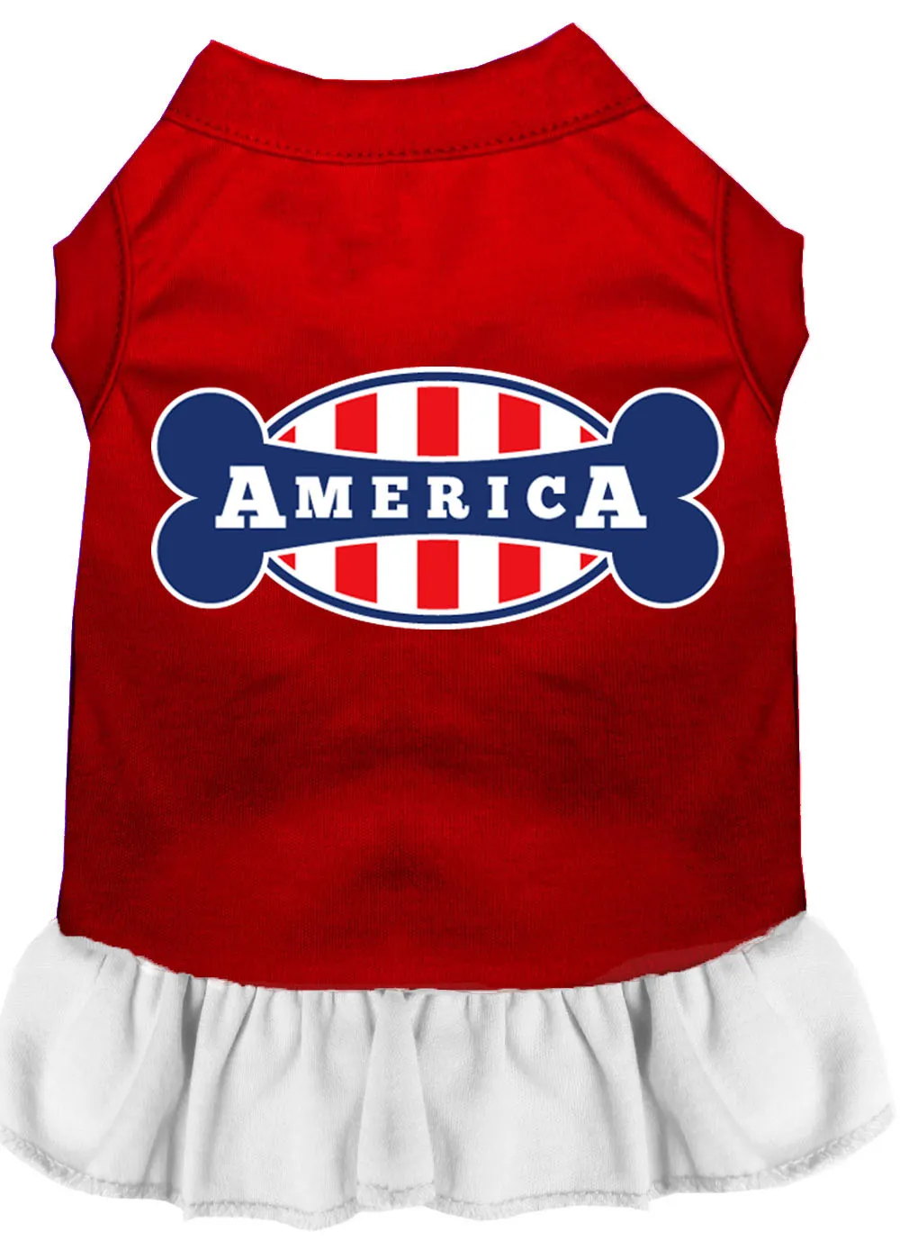 Bonely In America Screen Print Dress Red With White Xxl