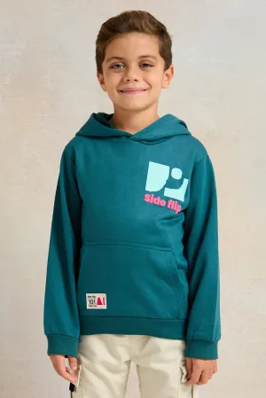 Boys Green Hooded Sweatshirt