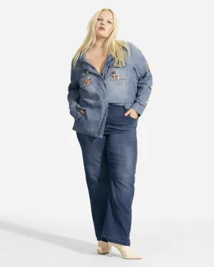 Cataleya Embroidered Utility Jacket | Medium Wash
