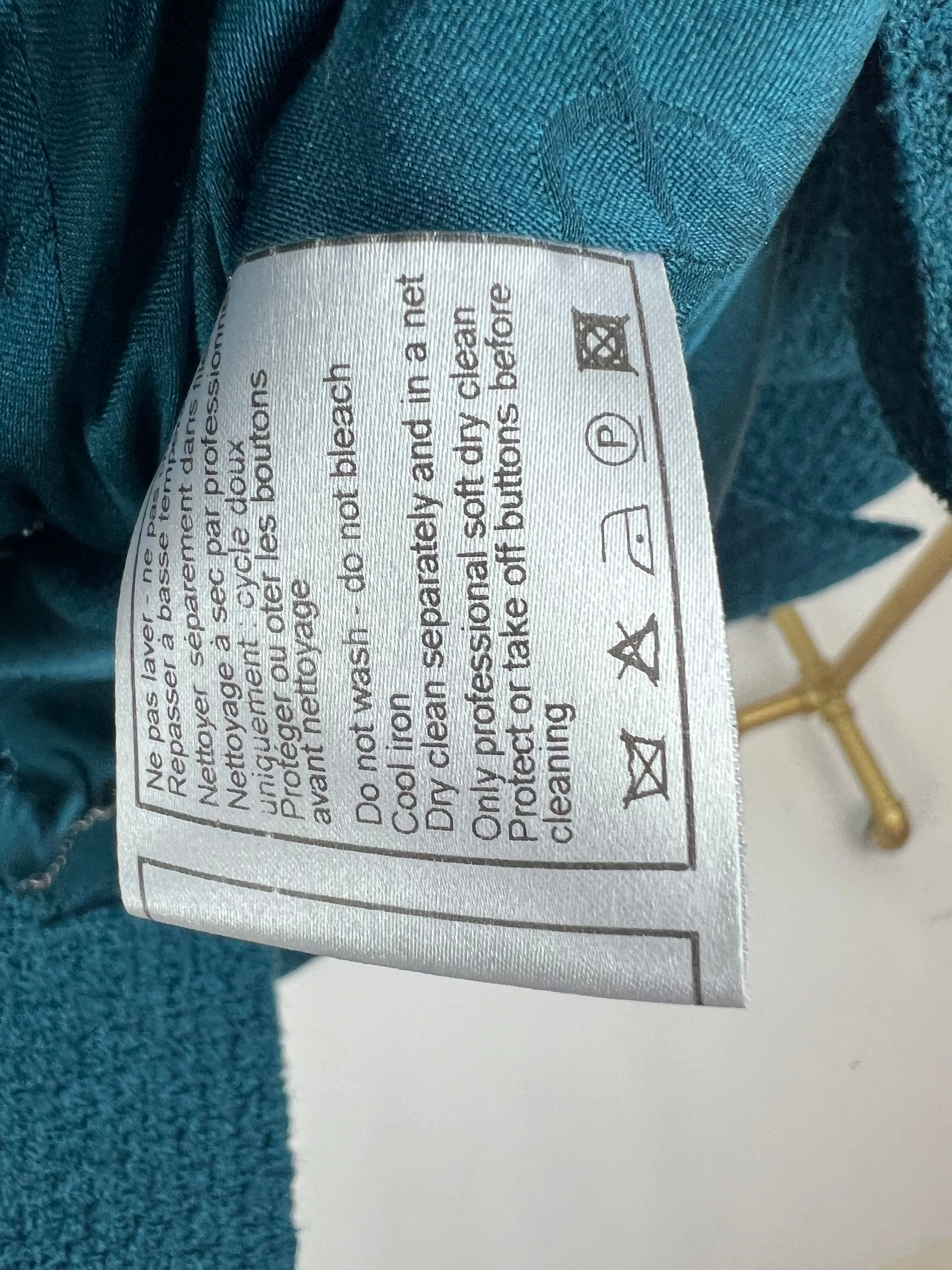 Chanel Teal Tweed Jacket With Silver Button Detail Size Fr 40 (uk 12)