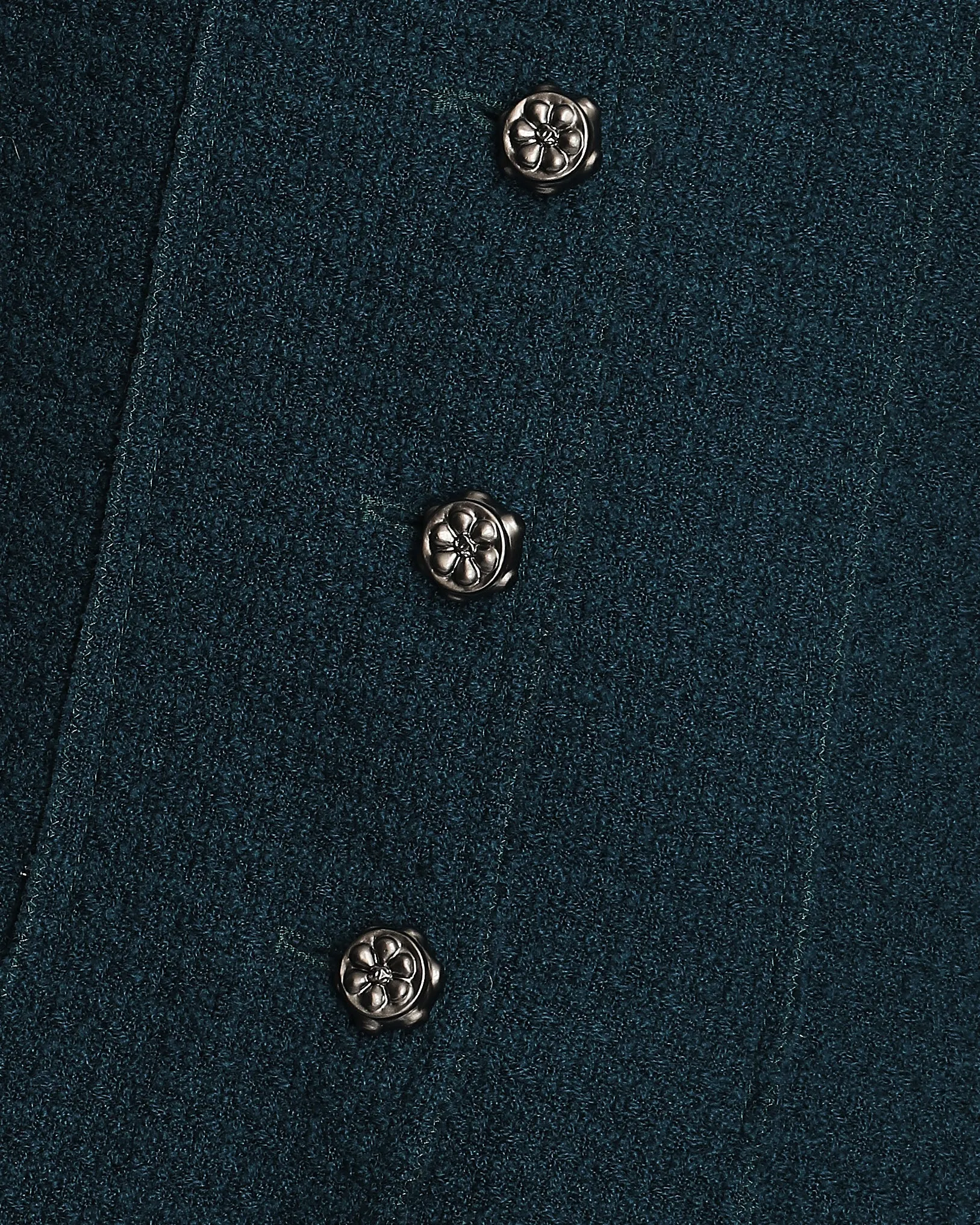 Chanel Teal Tweed Jacket With Silver Button Detail Size Fr 40 (uk 12)
