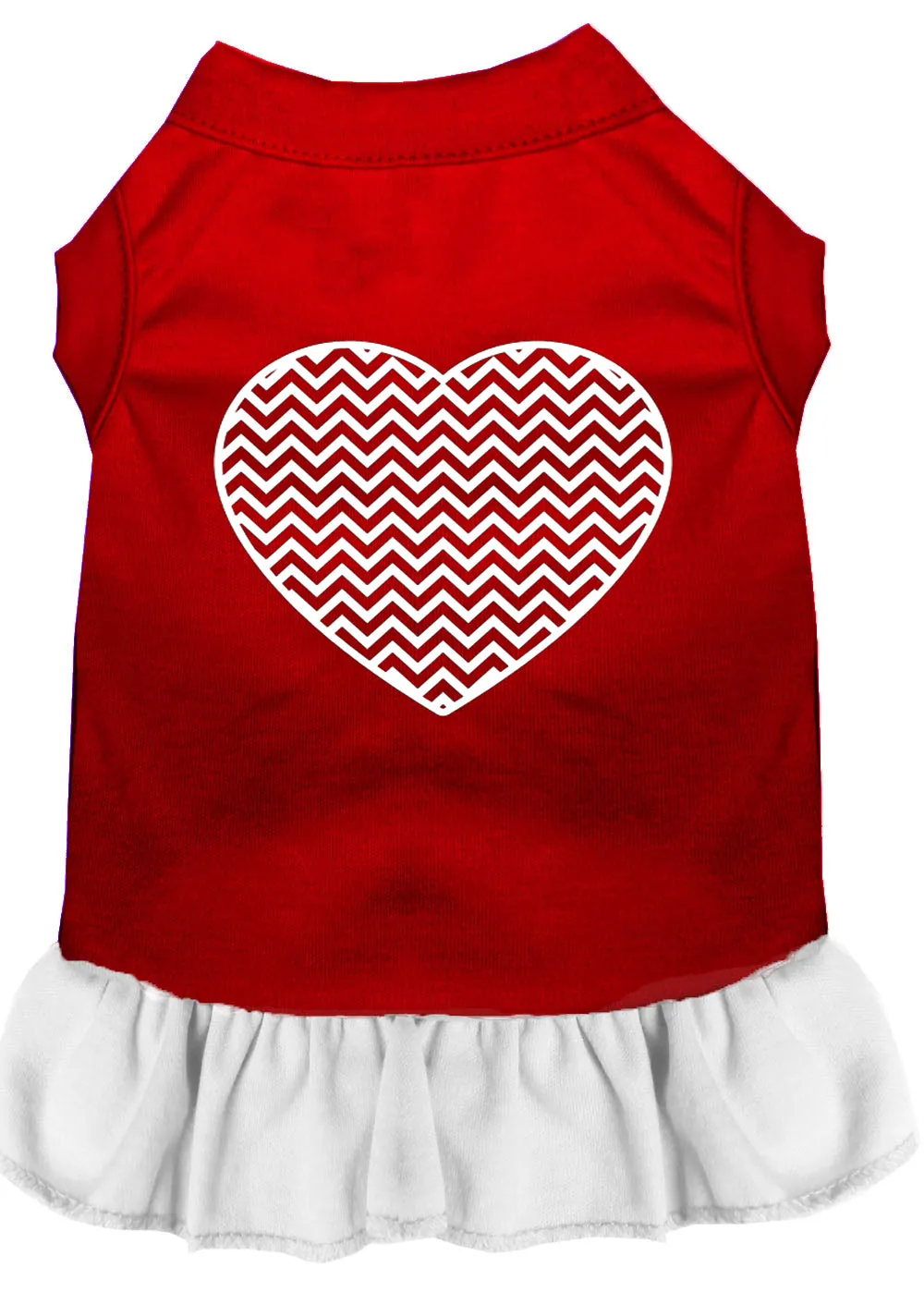 Chevron Heart Screen Print Dress Red With White Lg