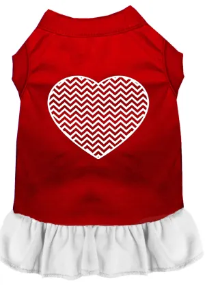 Chevron Heart Screen Print Dress Red With White Xxxl