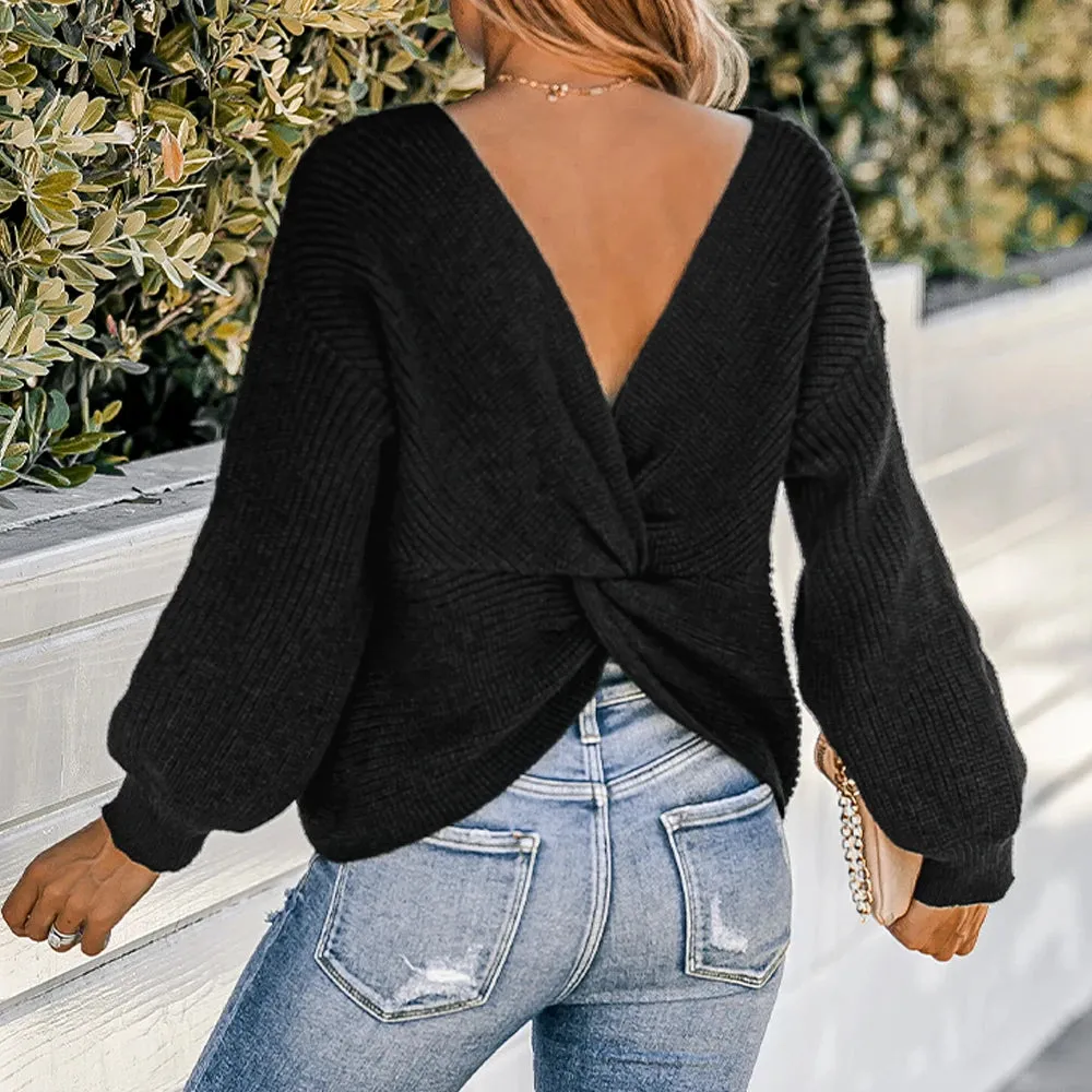 Chunky Knit Backless Sweater