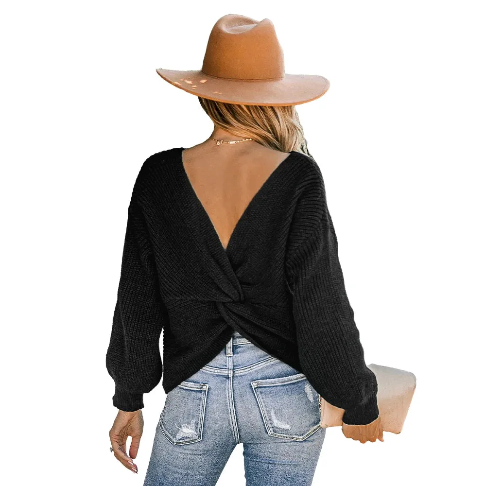 Chunky Knit Backless Sweater