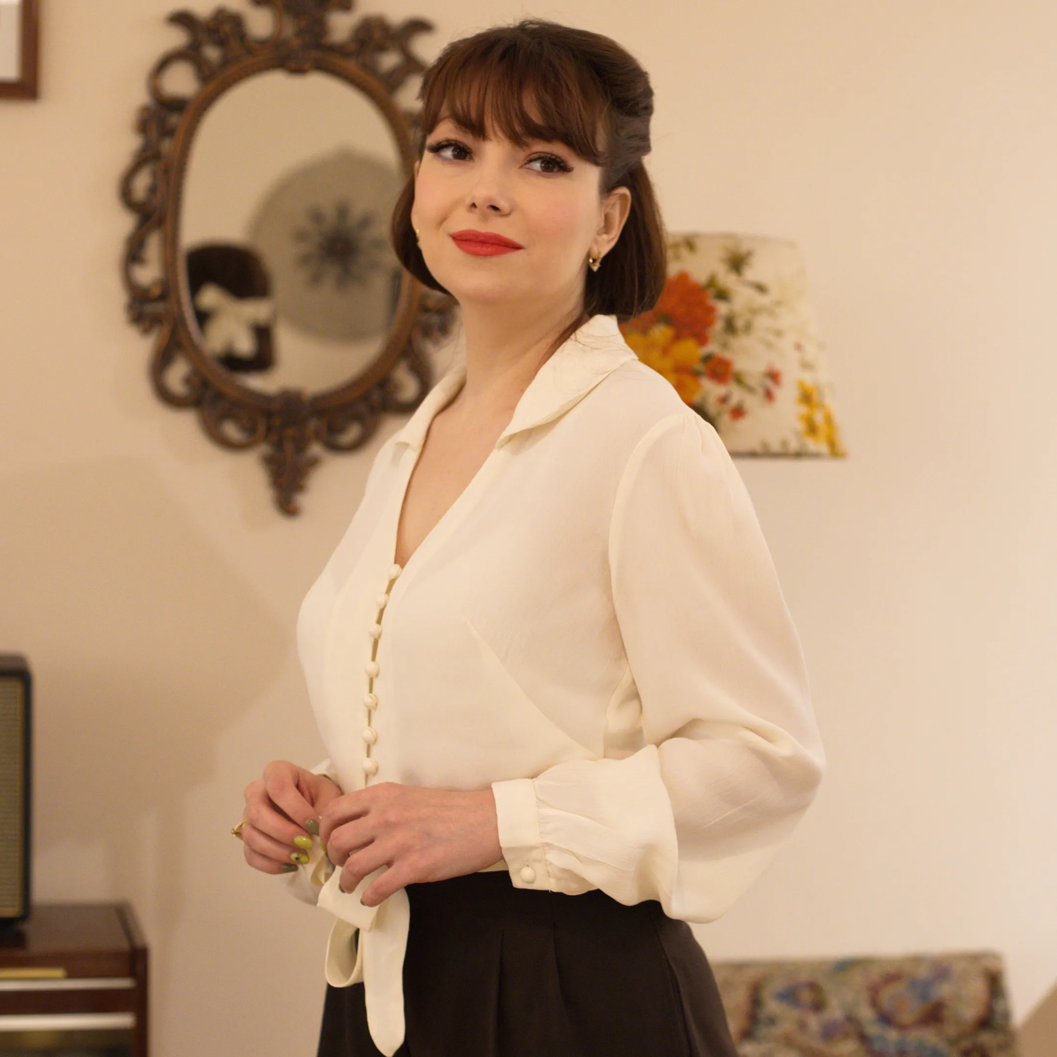 Clarice Blouse in Sky Blue Bow