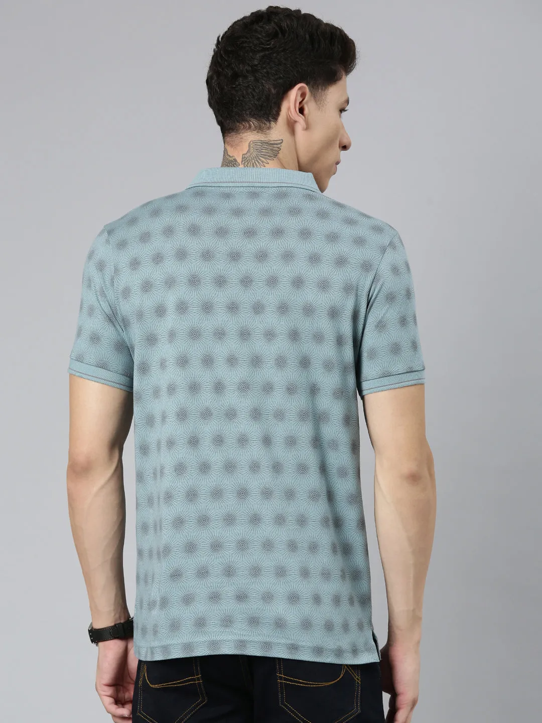 Classic Polo Mens Aop Lt.Green Polo Neck Slim Fit T-Shirt | BELLO - 271 B SF P