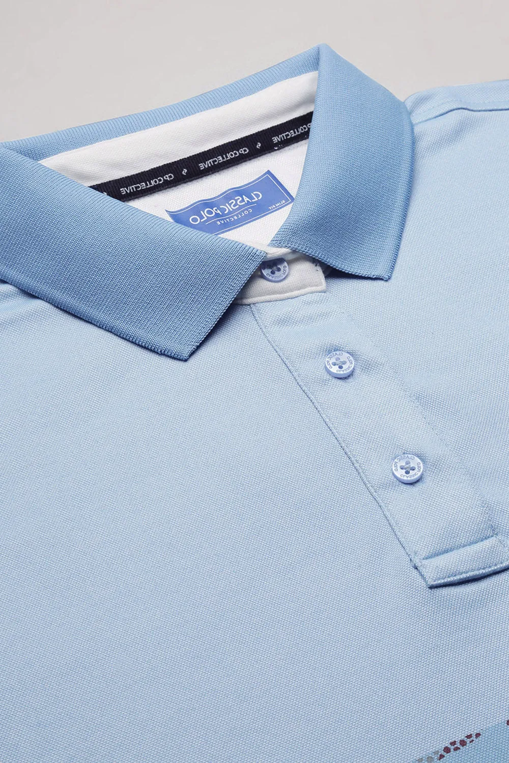 Classic Polo Men's Half Sleeve Blue Polo Neck Slim Fit Printed T-Shirt | VIVID POLO - 32 B SF P