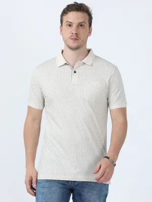 Classic Polo Men's Printed Beige Cotton Half Sleeve T-Shirt | BELLO - 268 B SF P