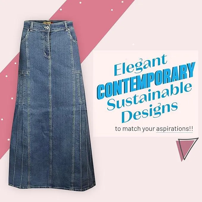 Clove Jeans Womens Stretch Denim A Line Skirt Long Maxi Skirts Plus Size 12-24