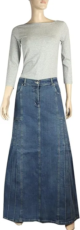 Clove Jeans Womens Stretch Denim A Line Skirt Long Maxi Skirts Plus Size 12-24