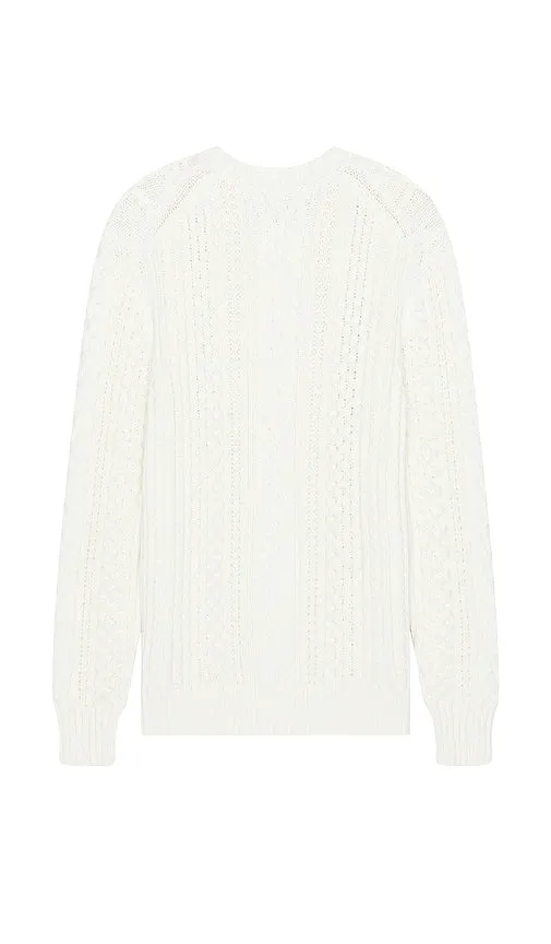 Club Monaco Large Cable Crew Sweater in Grey
