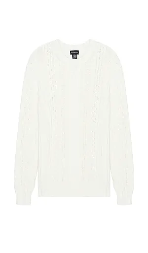 Club Monaco Large Cable Crew Sweater in Grey