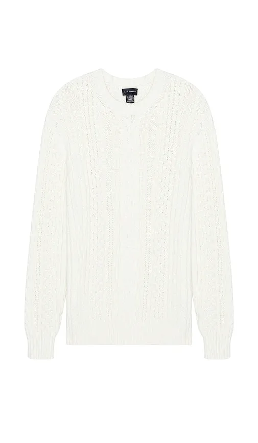 Club Monaco Large Cable Crew Sweater in Grey