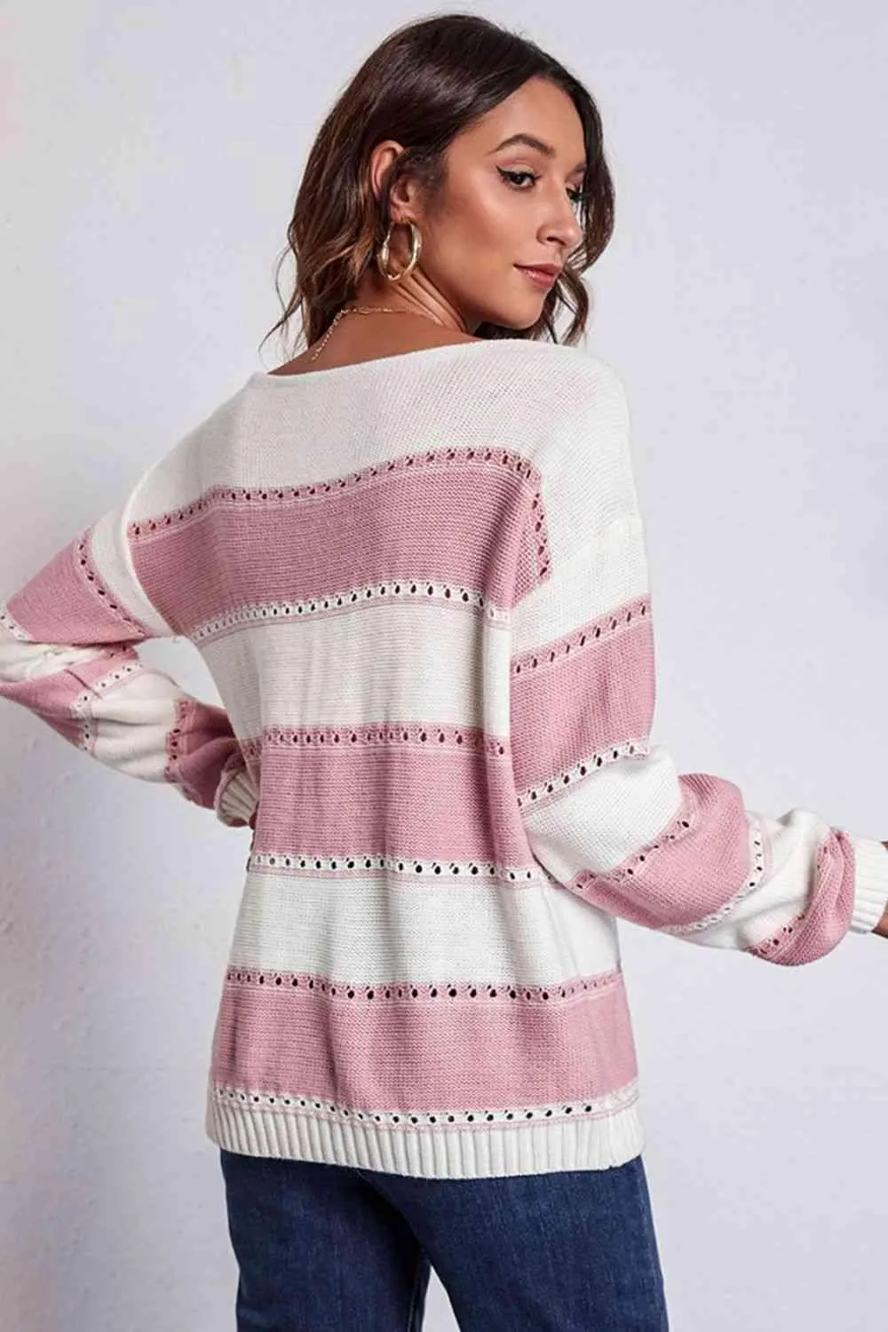Cold Free Striped Boat Neck Sweater