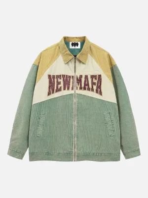 Contrast Patchwork Corduroy Jacket