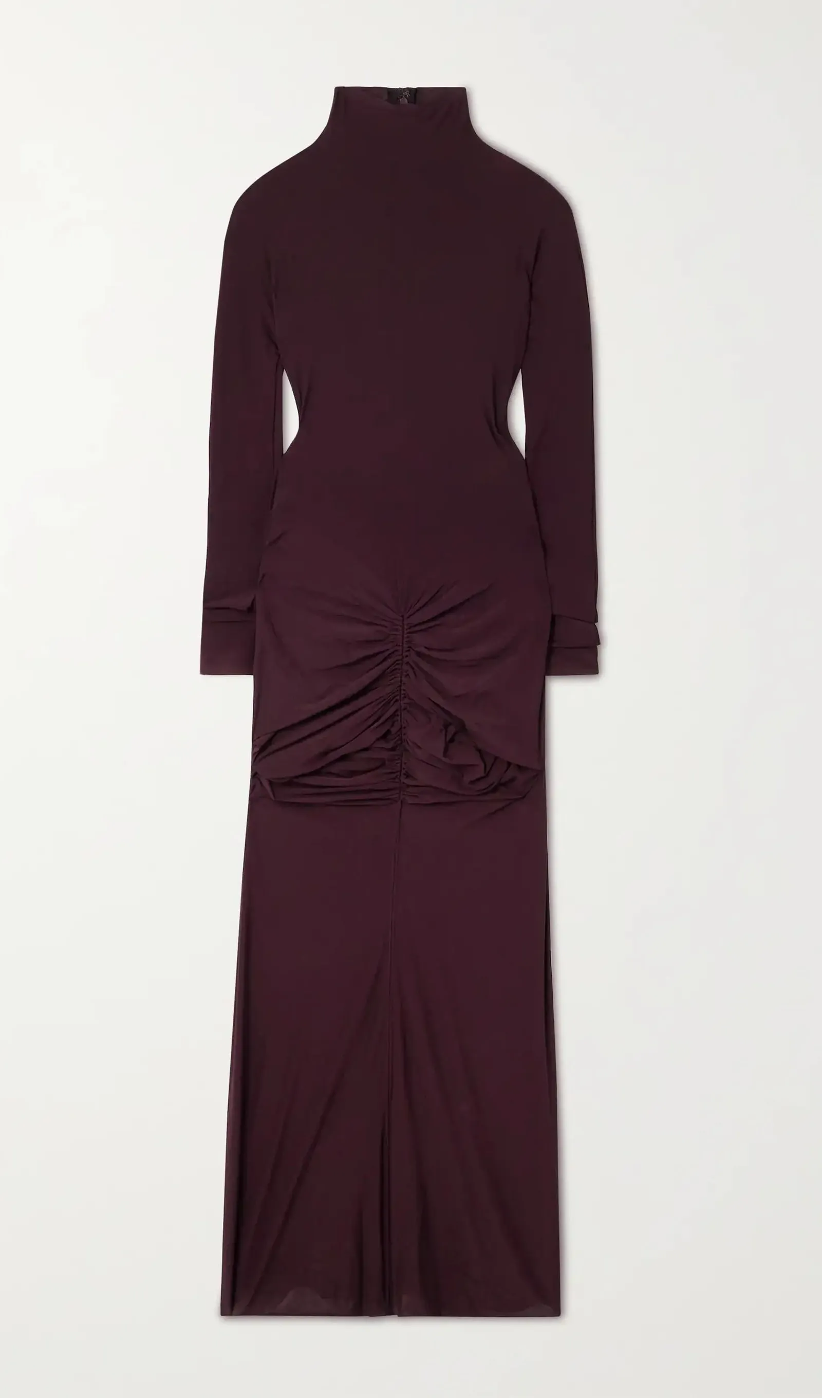Draped Stretch Mesh Midi Dress