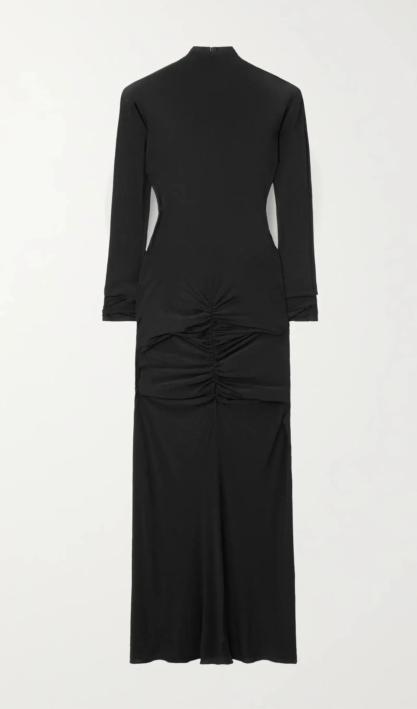 Draped Stretch Mesh Midi Dress