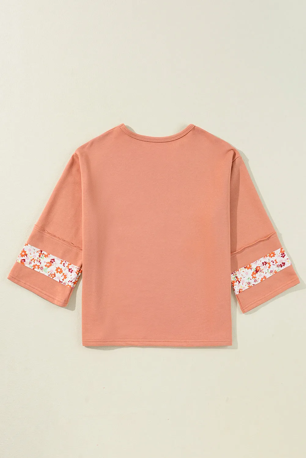 Flower Patch Graphic Exposed Seam Wide Sleeve Top