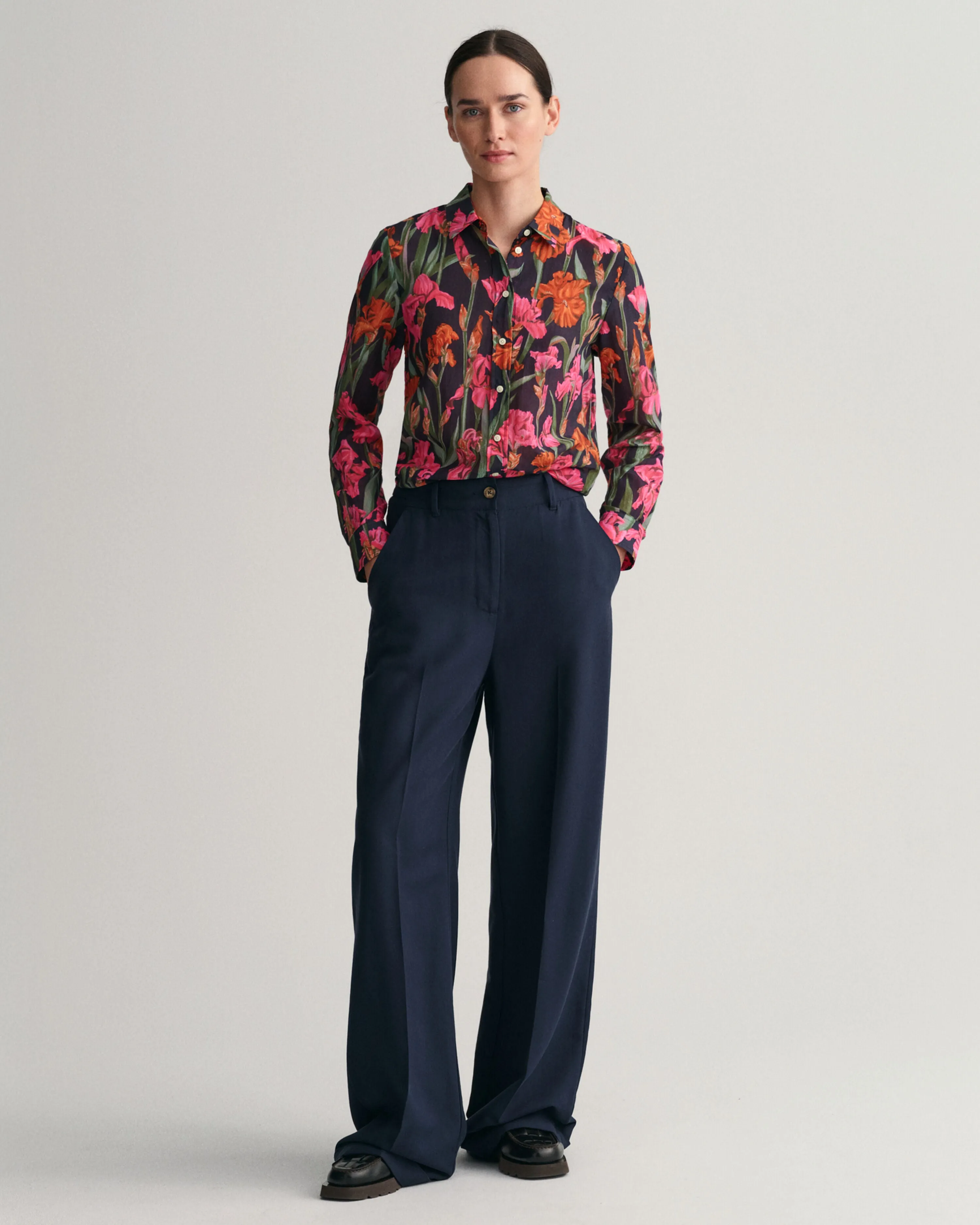 GANT Regular Fit Iris Print Cotton Silk Shirt 0199