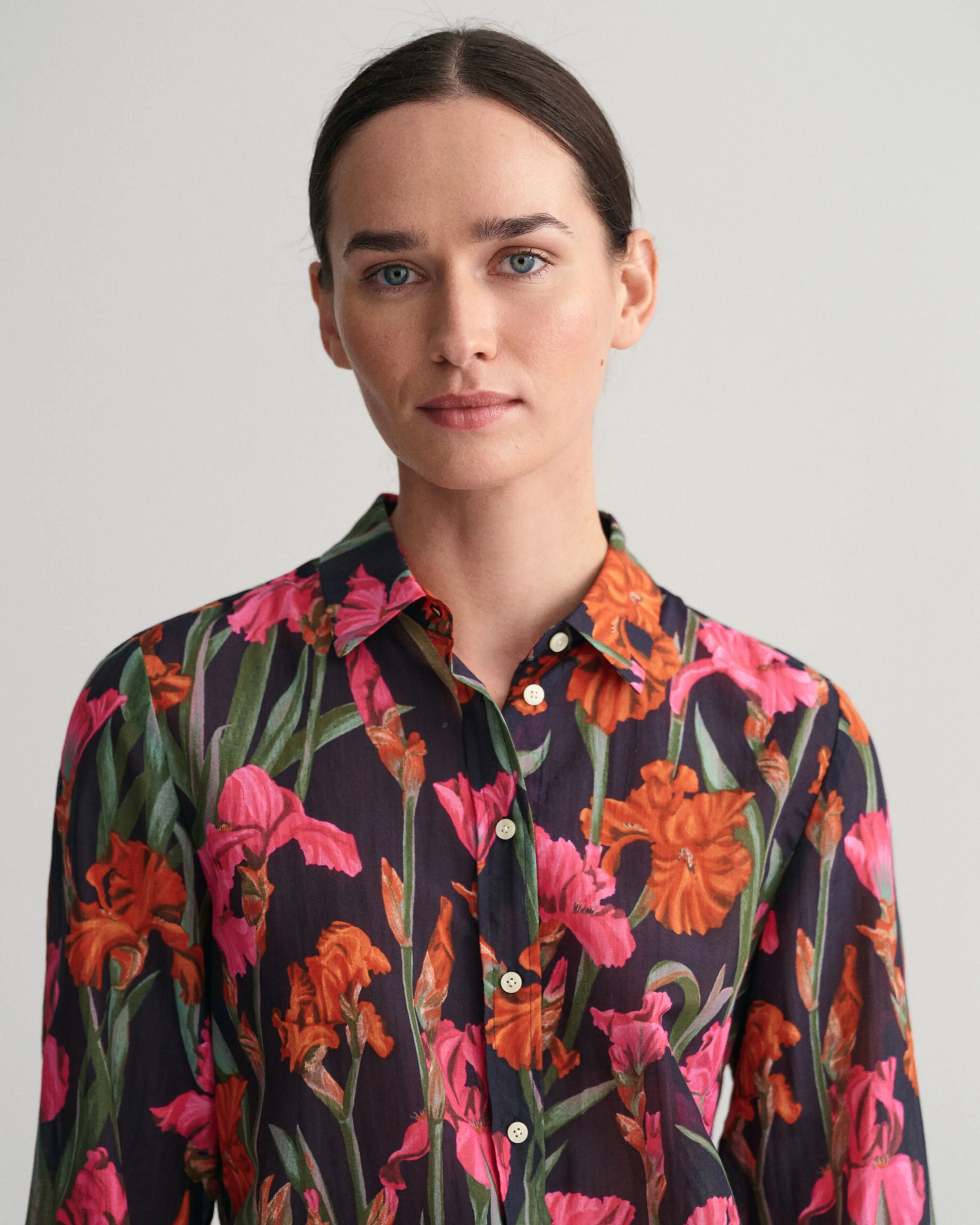GANT Regular Fit Iris Print Cotton Silk Shirt 0199