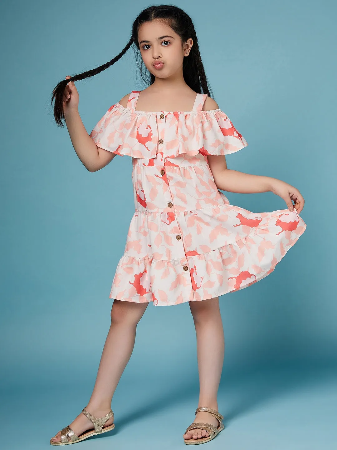 Girls Floral Puff Sleeve Dress