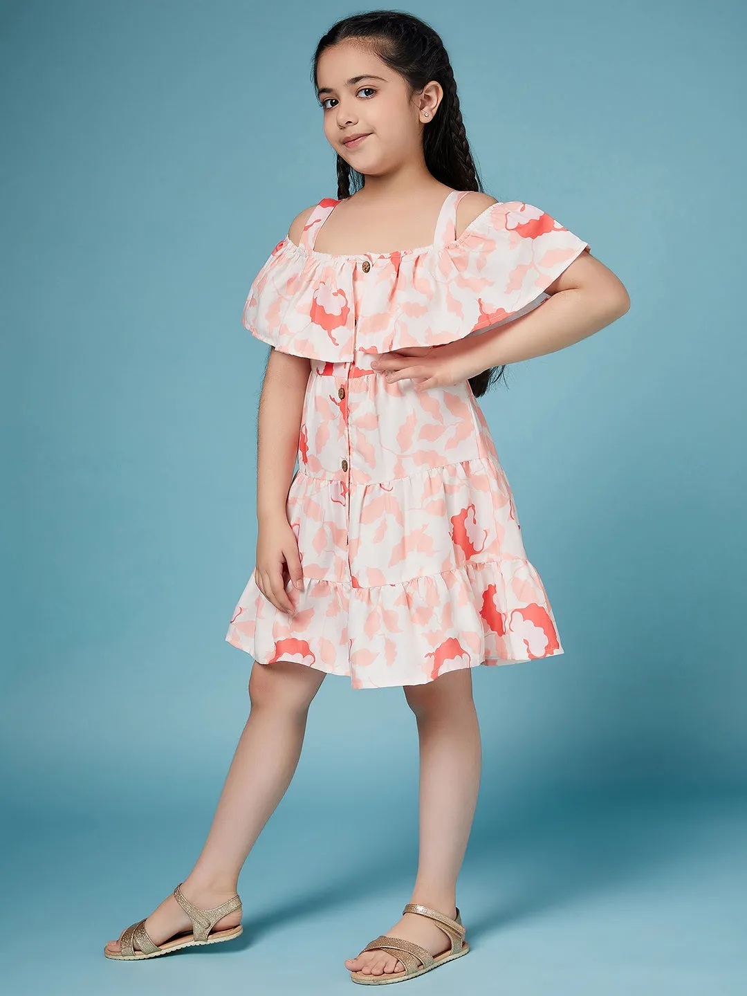 Girls Floral Puff Sleeve Dress
