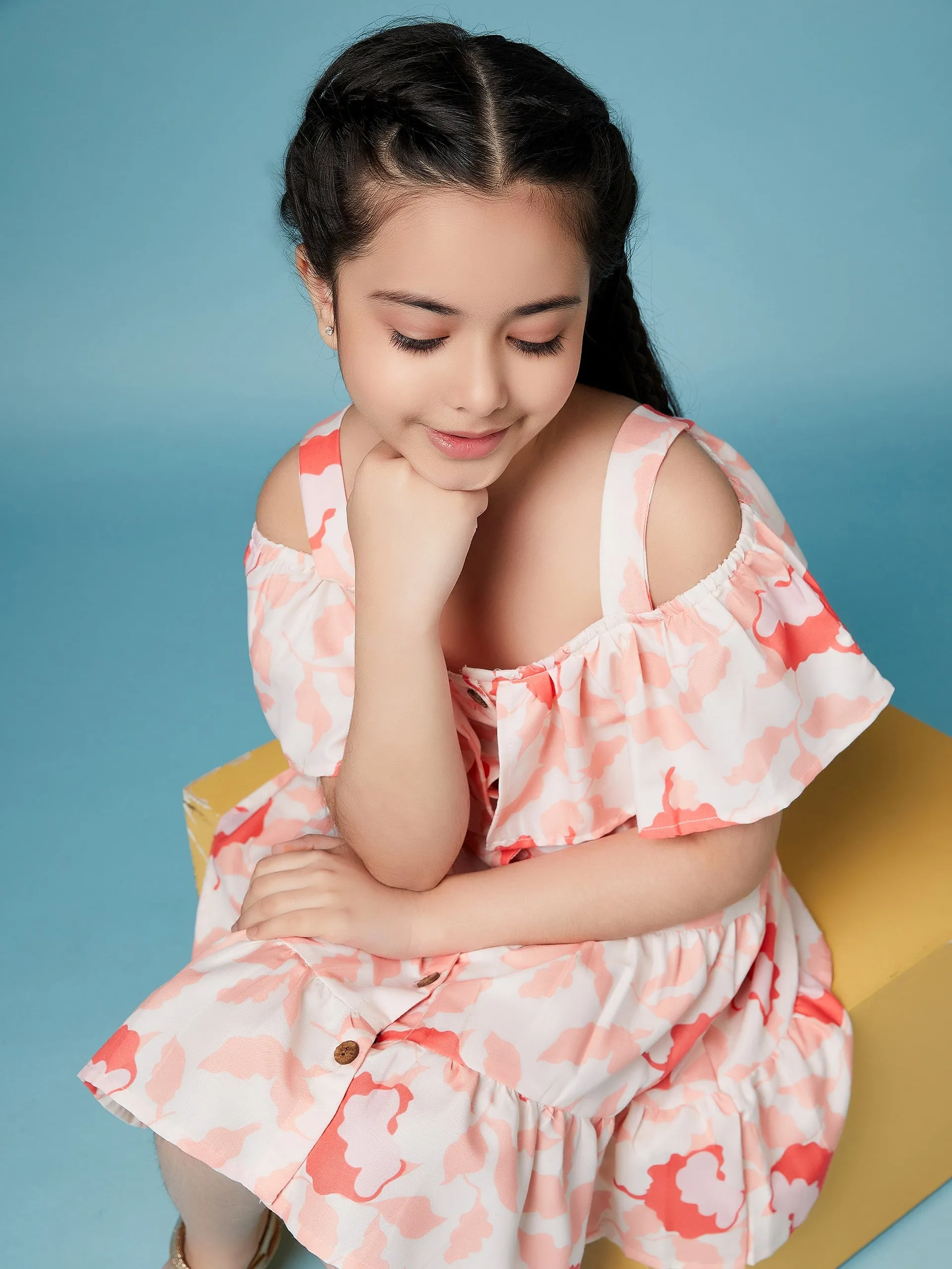 Girls Floral Puff Sleeve Dress
