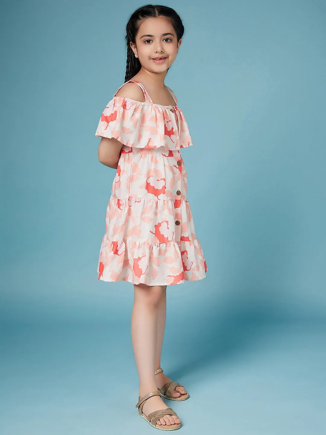 Girls Floral Puff Sleeve Dress