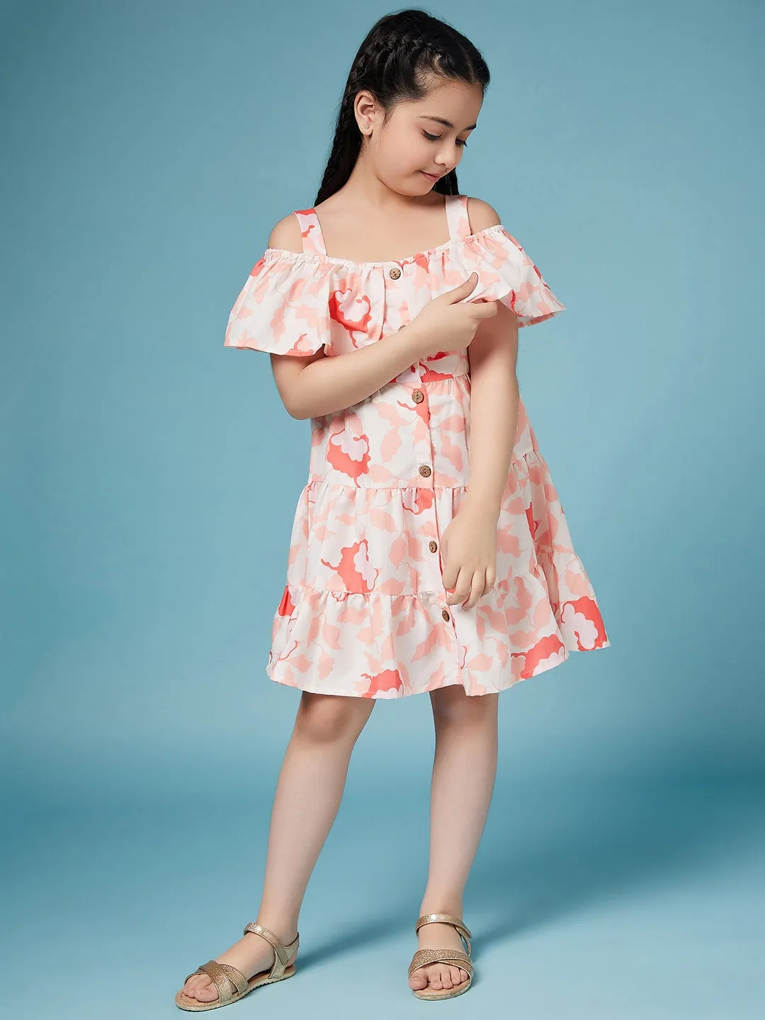 Girls Floral Puff Sleeve Dress